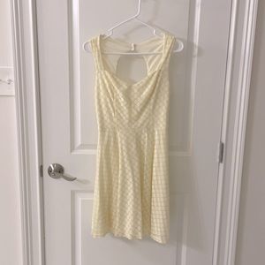 Cocktail dress, off white w/gold threading detail, brand Mystic, size S